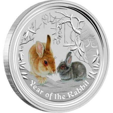reverse side of the colorized 2011 issue of the Australian Silver Lunar Series 2 coin