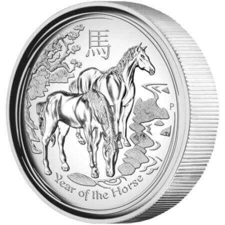 reverse side of the 2014 high relief proof issue of the Australian Silver Lunar Series 2 coin