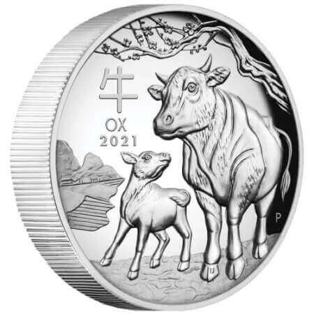 reverse side of the 2021 high relief proof issue of the Australian Silver Lunar Series 3 coin