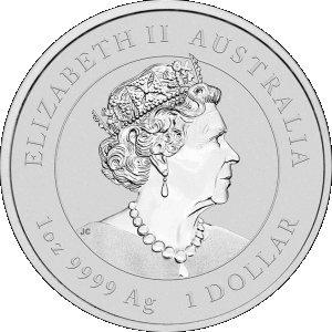 obverse side of the latest issue of the brilliant uncirculated 1 oz Australian Silver Lunar coins