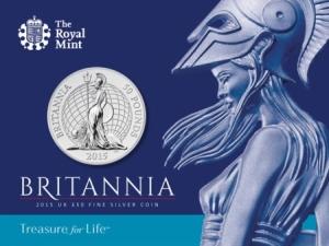 2015 issue of a commemorative 50 Pounds Silver Britannia coin