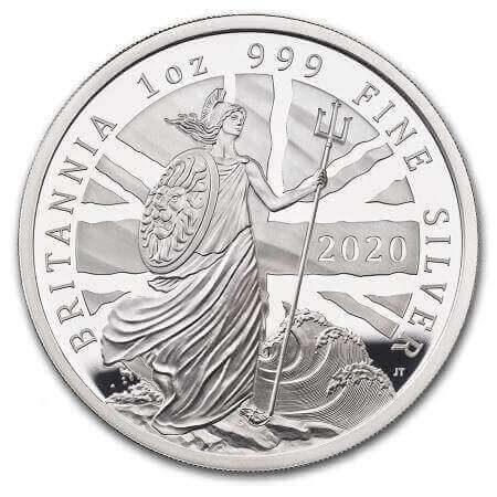 reverse side of the 2020 issue of the proof 1 oz British Silver Britannia