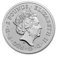 obverse side of the 2020 Year of the Rat issue of the brilliant uncirculated 1 oz British Silver Lunar coins