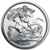 reverse side of the 2013 issue of the brilliant uncirculated £20 St. George and the Dragon silver coins