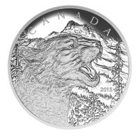 reverse side of the 2015 Growling Cougar issue of the proof 1/2 kg Canadian CALL OF THE WILD silver coins