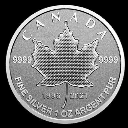 reverse side of the reverse proof 1 oz coin contained in the fractional 5-coin set that was issued in 2021