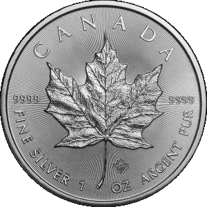 reverse side of the 2020 issue of the brilliant uncirculated 1 oz Silver Maple Leafs