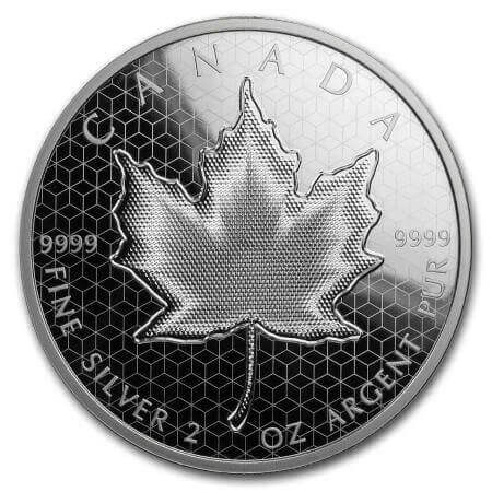 reverse side of the collectible 2 oz Pulsating Silver Maple Leaf coin that was issued in 2020