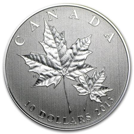 reverse side of the 1/2 oz CAD$ 10 Maple Leaf Forever silver coin that was issued in 2013