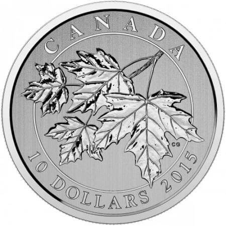 reverse side of the 1/2 oz CAD$ 10 Maple Leaf Forever silver coin that was issued in 2015