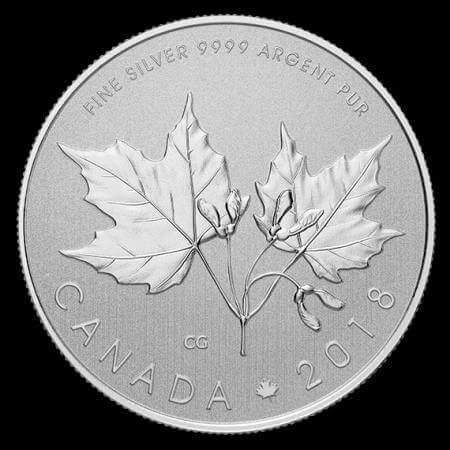 reverse side of the 1/2 oz CAD$ 10 Maple Leaf Forever silver coin that was issued in 2018