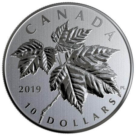 reverse side of the 1/2 oz CAD$ 10 Maple Leaf Forever silver coin that was issued in 2019