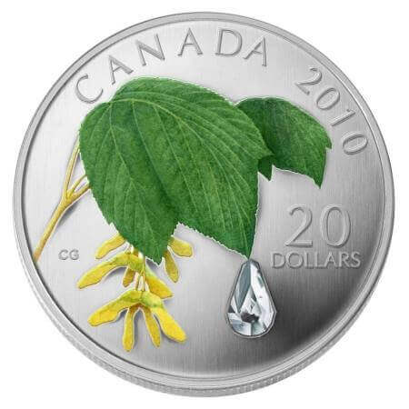 reverse side of the Crystal Raindrop Series coin that was issued in 2010