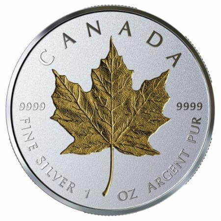 reverse side of the reverse proof 1 oz double-incuse Silver Maple Leaf that was issued in 2019