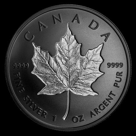 reverse side of the matte proof 1 oz double-incuse Silver Maple Leaf that was issued in 2020