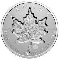 reverse side of the 2021 modified reverse proof issue of the super incuse 1 oz Silver Maple Leaf coins