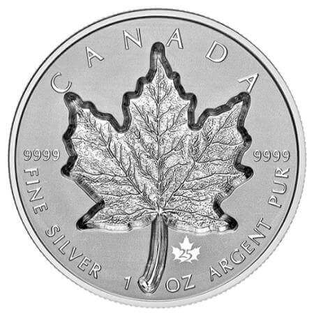 reverse side of the 2021 modified reverse proof issue of the super incuse 1 oz Silver Maple Leaf coins