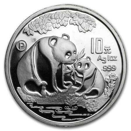 reverse side of the 1993 issue of the 1 oz proof Chinese Silver Panda