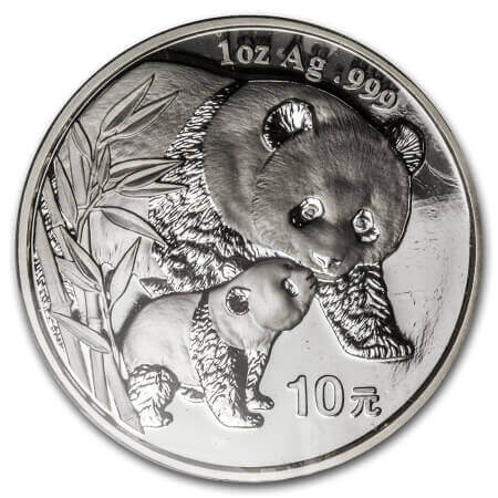 reverse side of the 2004 issue of the 1 oz BU Silver Chinese Pandas
