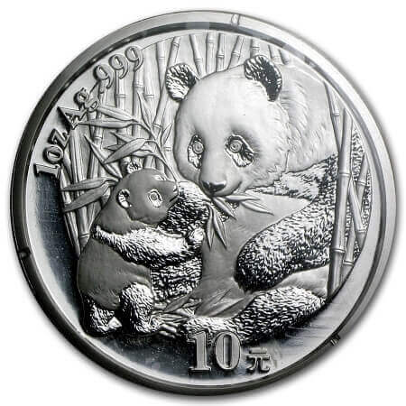 reverse side of the 2005 issue of the 1 oz BU Silver Chinese Panda