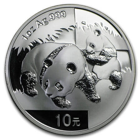 reverse side of the 2008 issue of the 1 oz BU Silver Chinese Panda coin