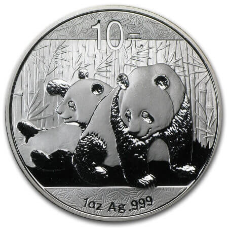 reverse side of the 2010 issue of the 1 oz BU Chinese Silver Panda