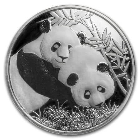 reverse side of the 2012 issue of the 5 oz proof Chinese Silver Panda coin