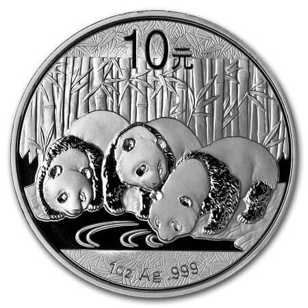 reverse side of the 2013 issue of the 1 oz BU China Silver Pandas