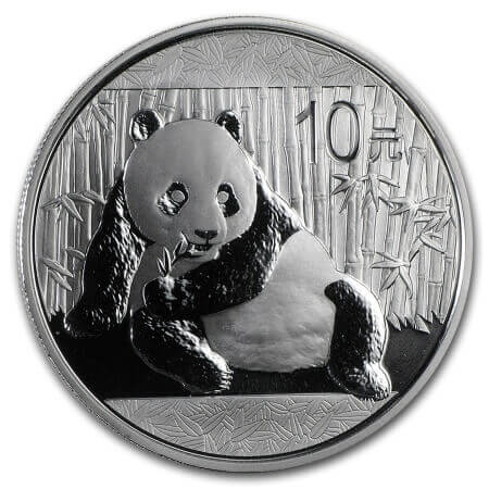 reverse side of the 2015 issue of the 1 oz BU Chinese Silver Pandas