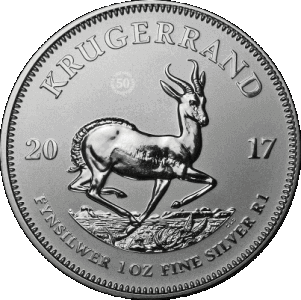 reverse side of the 2017 issue of the premium uncirculated 1 oz South African Silver Krugerrand coins